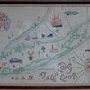 A map of Long Island, NY done in embroidery on linen, from the 1930's